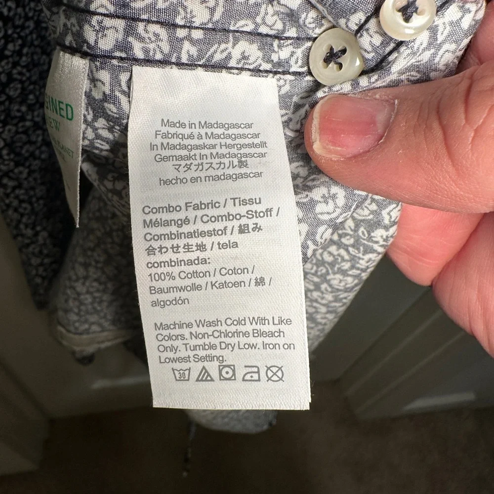 JCREW - Men’s Blue/White Floral Short Sleeve Button Down, Size 2XL